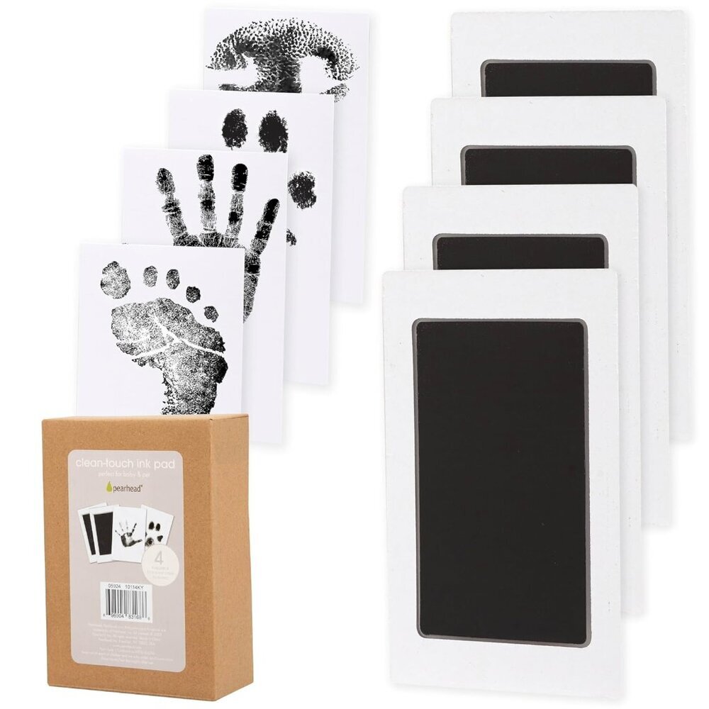 4-Pack Clean-Touch Ink Pad Kit, Mess-Free Inkless Hand and Footprint Kit, Baby F